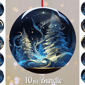 3D Snow Globe Christmas Ornaments Png / Round Christmas Ornaments Bundle / 3D Round Sublimation / Digital Download