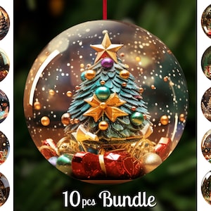 3D Snow Globe Christmas Tree Ornaments Sublimation / Round Ornaments Png Bundle / Round Christmas Sublimation / Digital Download