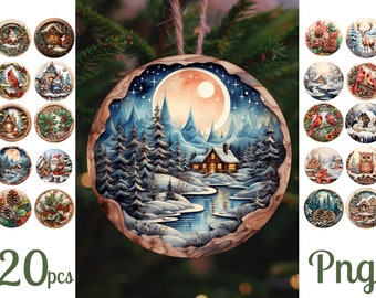 3D Christmas Ornaments Sublimation / 3D Christmas Ornaments Bundle / Christmas Tree Decor / Digital download  / PNG