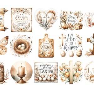 Easter Quotes PNG Bundle, 30 Watercolor Easter Collection Clipart, Religious Clipart, Christian Easter Clipart, Easter Sayings PNG image 6