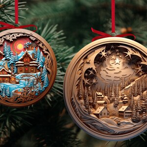 Wood Carving 3D Christmas Ornaments Sublimation / 3D Christmas Ornaments png / 3D Ornament Sublimation image 6