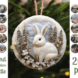 Christmas Ornaments Felt Png / Felt Ornaments Sublimation Bundle / Round Felt Sublimation PNG