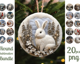 Christmas Ornaments Felt Png / Felt Ornaments Sublimation Bundle / Round Felt Sublimation PNG