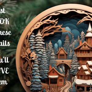 Wood Carving 3D Christmas Ornaments Sublimation / 3D Christmas Ornaments png / 3D Ornament Sublimation image 3