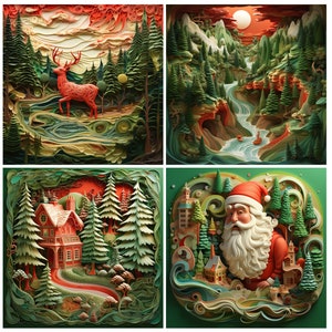 Motifs de Noël 3D carrés 12 pouces, sublimation de Noël carré, Png, impressions, numérique, découpage, cartes, téléchargement