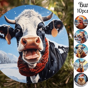 Farm Animals Christmas Ornaments Png, Round Christmas Ornaments png, Christmas Ornaments Sublimation, Png, Design, Downloads