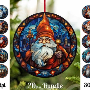 Christmas Gnome Png Round Christmas Ornament Sublimation Christmas Clipart Sublimation Design