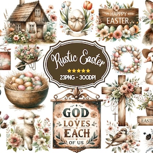 Clipart De Páscoa Em Aquarela Png, 23 Clip arts De Páscoa Rústicas, Clipart De Coleção De Páscoa, Cesta De Páscoa PNG, Clipart De Primavera, Coelhinho Da Páscoa