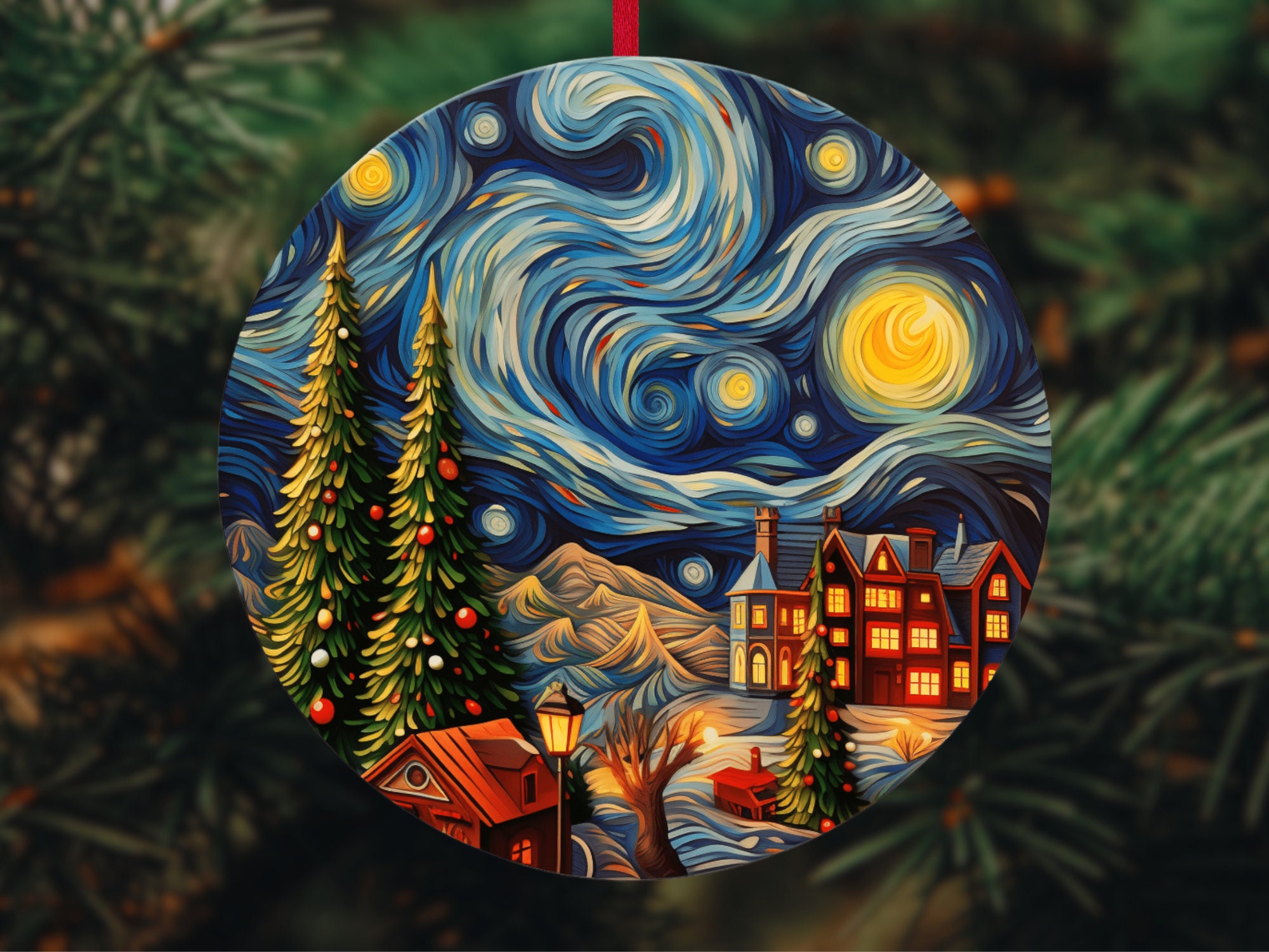 Van Gogh Ornament Sublimation Bundle / Round Christmas Ornaments Png