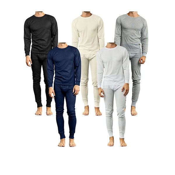 Men's Thermal Shirt Pants, Cotton Polyester, Underwear Crew Neck Long Sleeve Shirt, Soft, Comfortable Top, and Bottom Sets