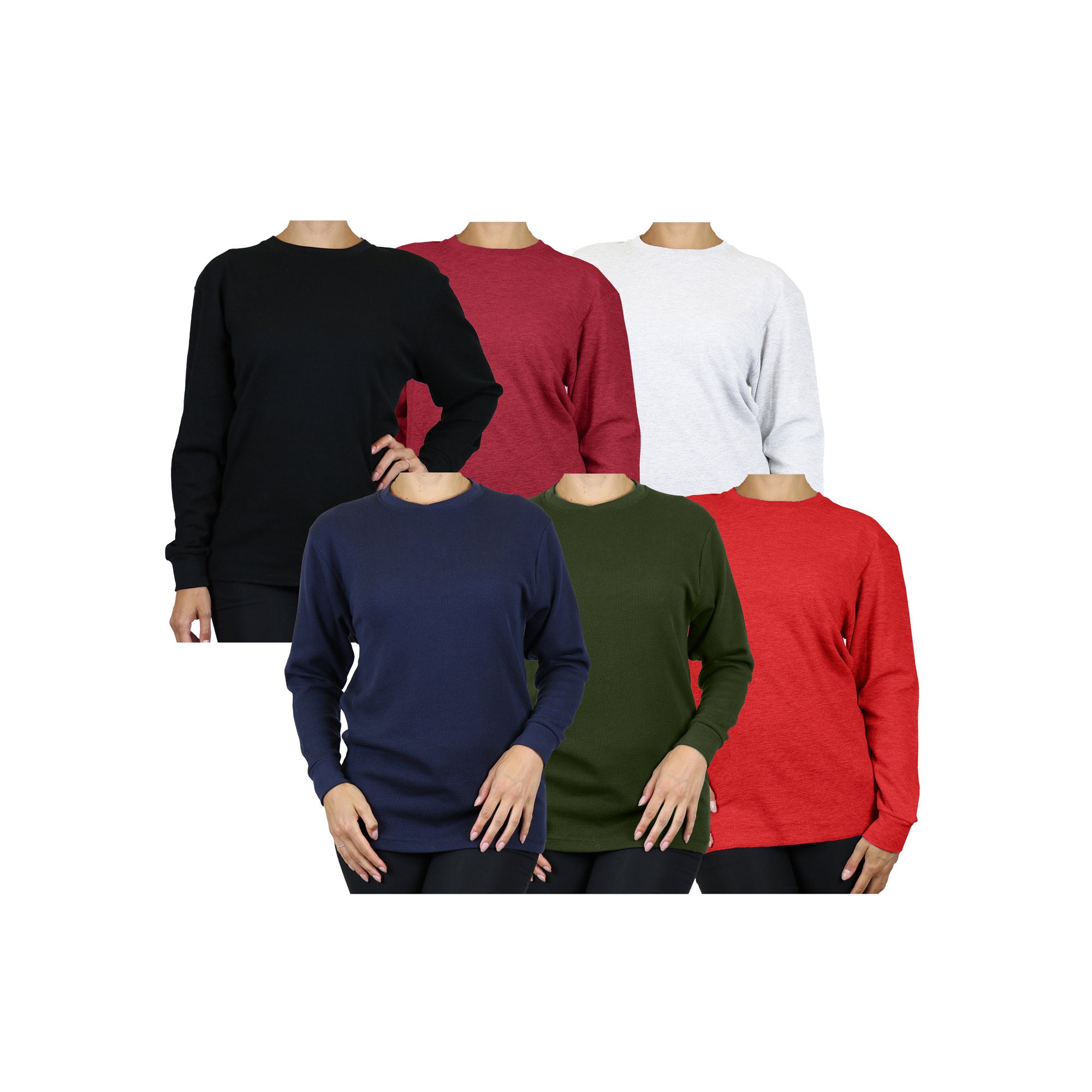 Pure Look Women's Long Sleeve Waffle Knit Stretch Cotton Thermal Underwear  Shirt, V-neck Red, Small : : Clothing, Shoes & Accessories