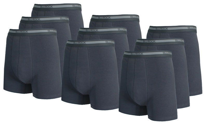9-Pack Men's Stretch Cotton Boxer Briefs Sizes, S-2XL Charcoal