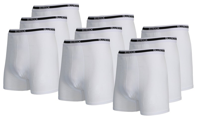 9-Pack Men's Stretch Cotton Boxer Briefs Sizes, S-2XL White