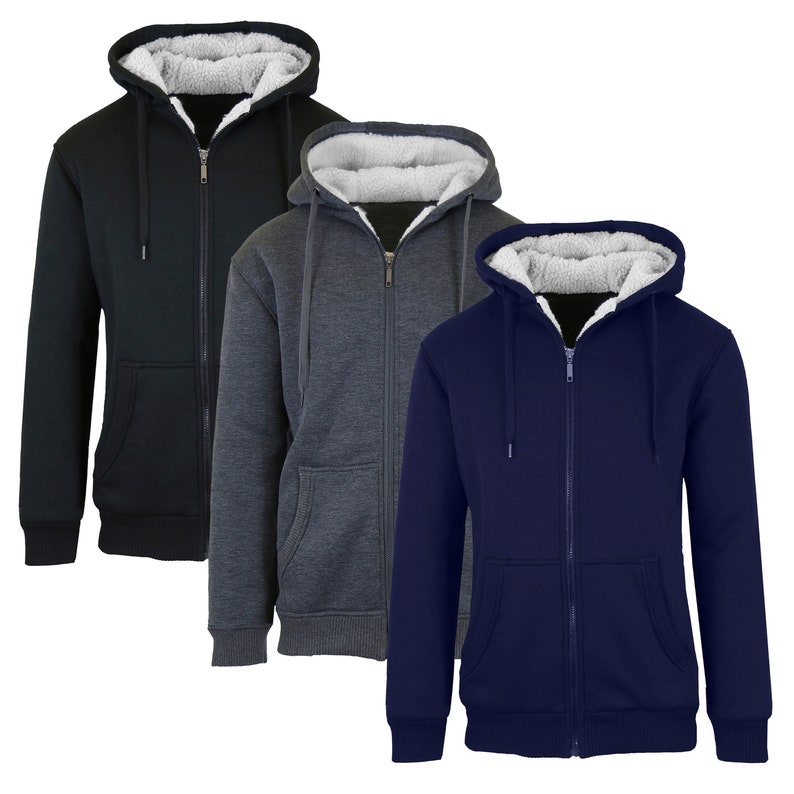 Men's Heavyweight Sherpa Fleecelined Zip Sweater Hoodie sizes, SXL Etsy