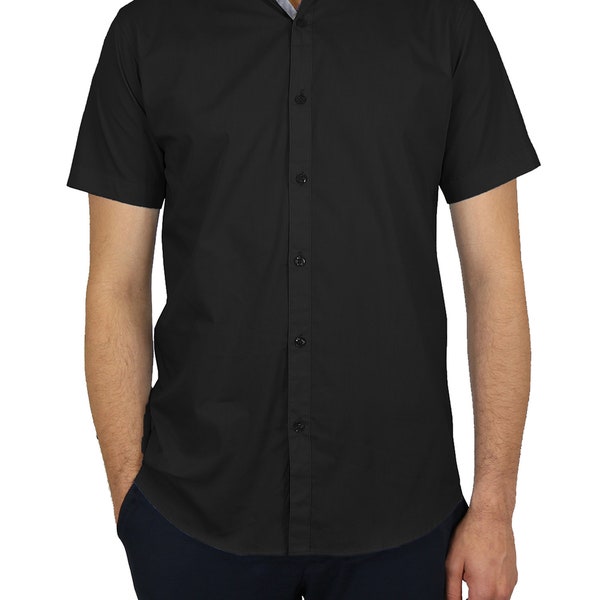 Men's Slim-Fit Short Sleeve Casual Dress Shirt (Sizes, S-5XL)