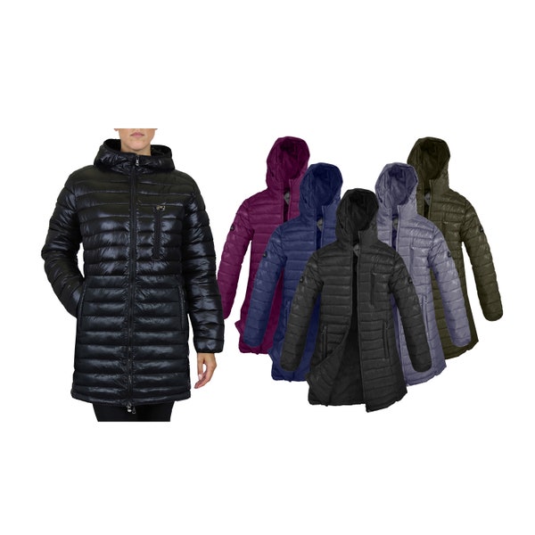 Women's Long Puffer Bubble Jacket With Non-Detachable Hood