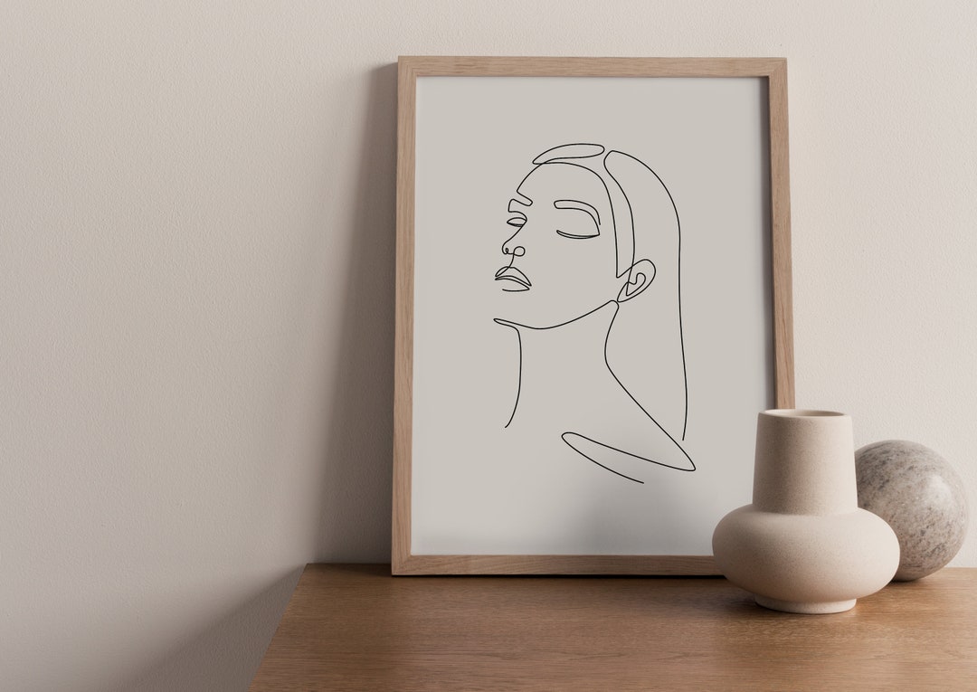 Line Art Woman Face Print Minimal Woman Line Female Poster - Etsy