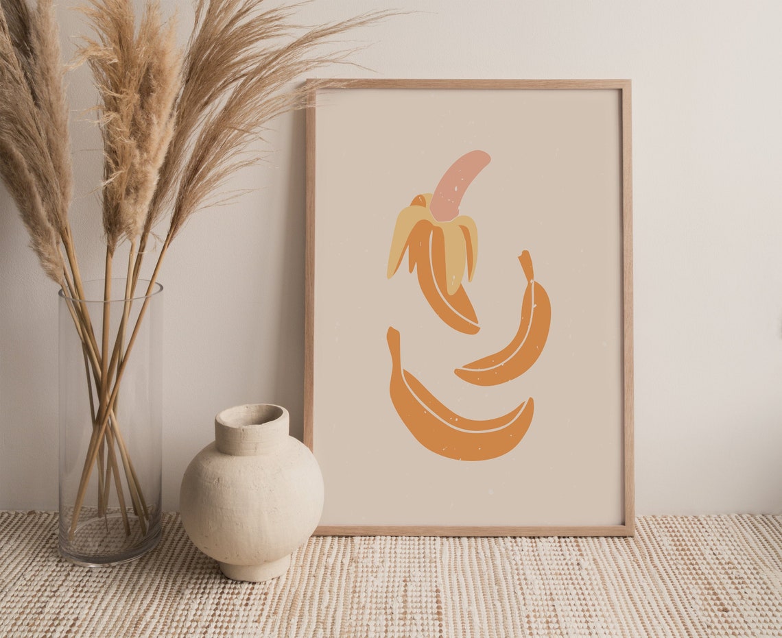 Banana Kitchen Print Fruit Art Food Decor Retro Wall Decor Etsy