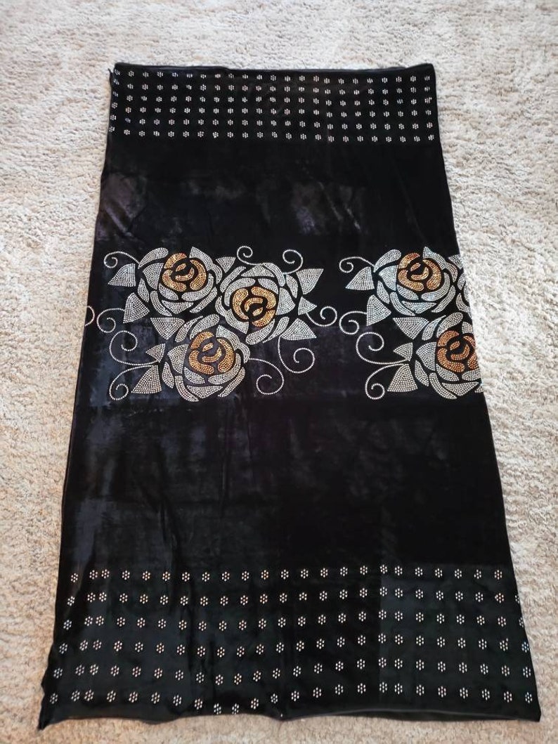 Velvet Fabric with Rhinestones sold by 4 yards with extra long width Velvet fabric for craft sewing