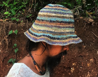Hemp Hat, Organic Hemp Hat, Crochet Hemp Hat, Handmade Crochet Hat, Unisex Hat, Beach Hat, Natural Hat,Natural Dye Hemp Hat, Hemp Sun Hat,