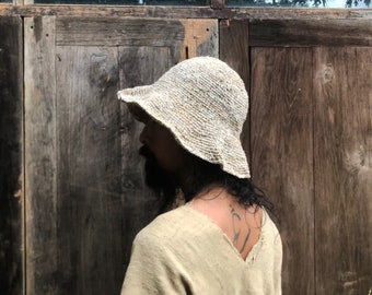 Hemp Hat, Organic Hemp Hat, Crochet Hemp Hat, Handmade Crochet Hat, Unisex Hat, Beach Hat, Natural Hat,Natural Dye Hemp Hat, Hemp Sun Hat,