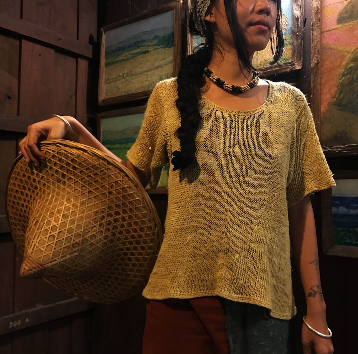 Knitted Hemp, Knitted Hemp Shirt, Organic Clothing, Natural Dye Color