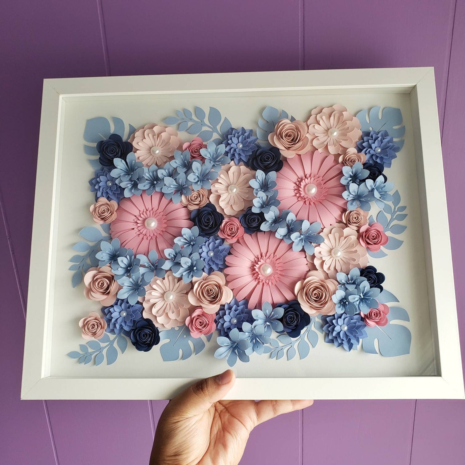 Paper Flowers Shadow Box FLORAL GARDEN Crafts Ai Made Etsy