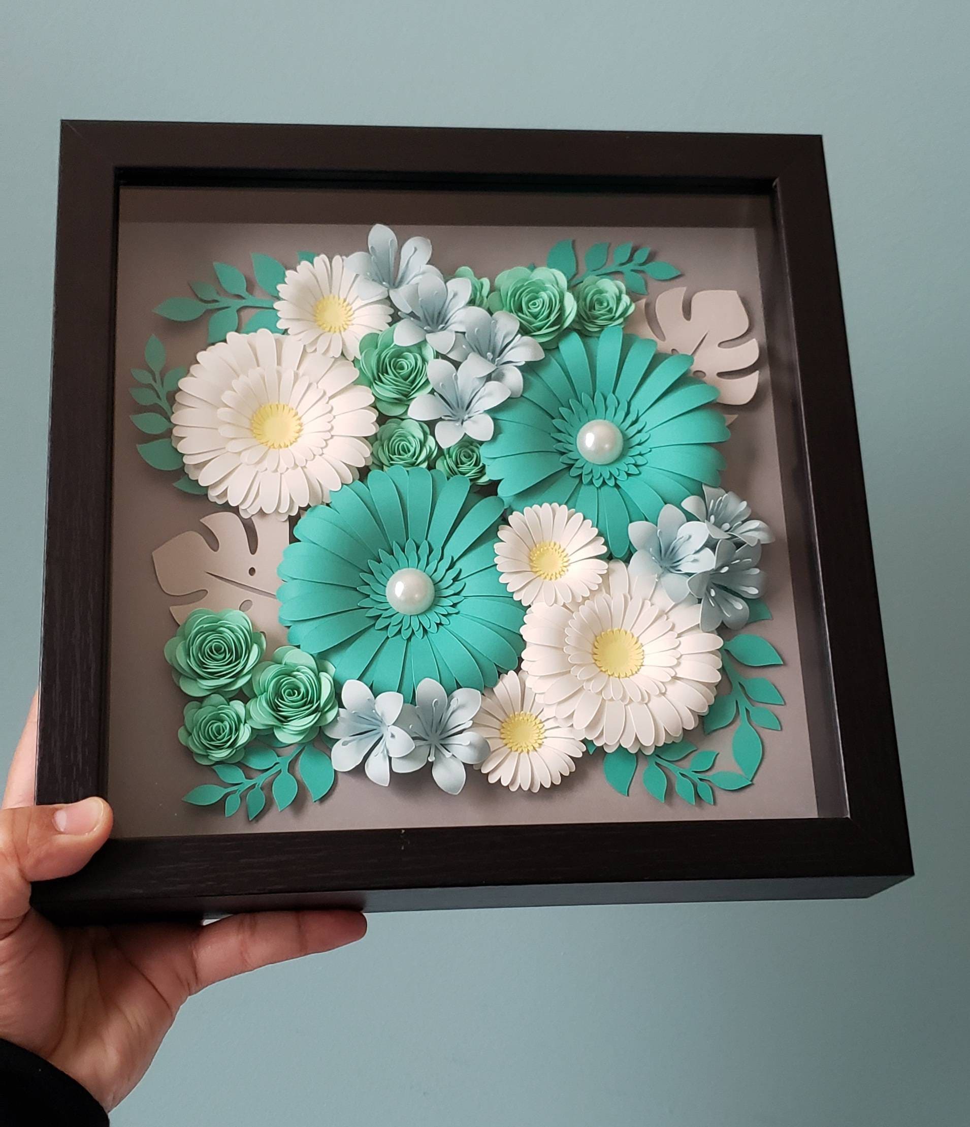 Paper Flowers Shadow Box FLORAL GARDEN Crafts Ai Made Etsy