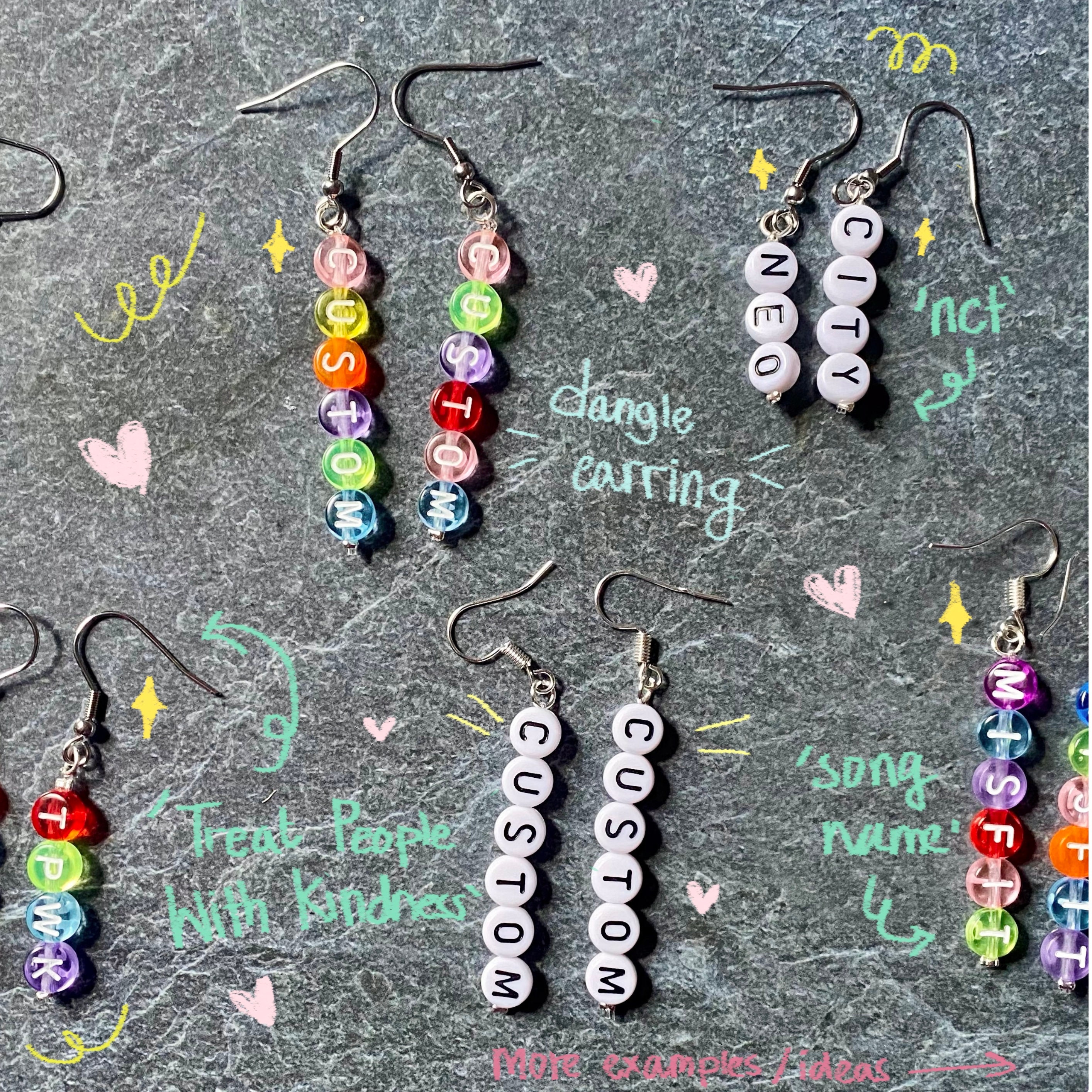 Letter bead earrings deals