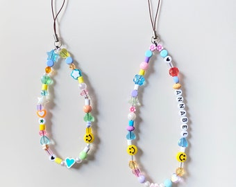 Mismatched Y2K Bead pearl Phone Charm Strap (can include letters)
