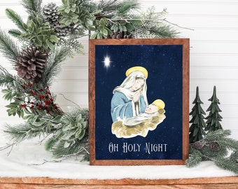 Christmas printable, O Holy Night Printable, Birth of Jesus printable, Holy Night printable, Nativity printable, Baby Jesus Printable