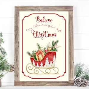 Sleigh printable,  Believe printable, Magic of Christmas print, printable gift, Christmas printable, Sleigh Ride printable, Christmas Sleigh