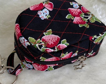 Strawberry bag,strawberry keychain,mini backpack, small pouch