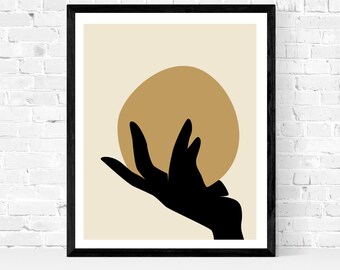 Abstract Inspired  Wall Art /Moon In Hand  /Wall print, Instant download,Printable Wall art, Wall Art Prints, Home Decor Prints,