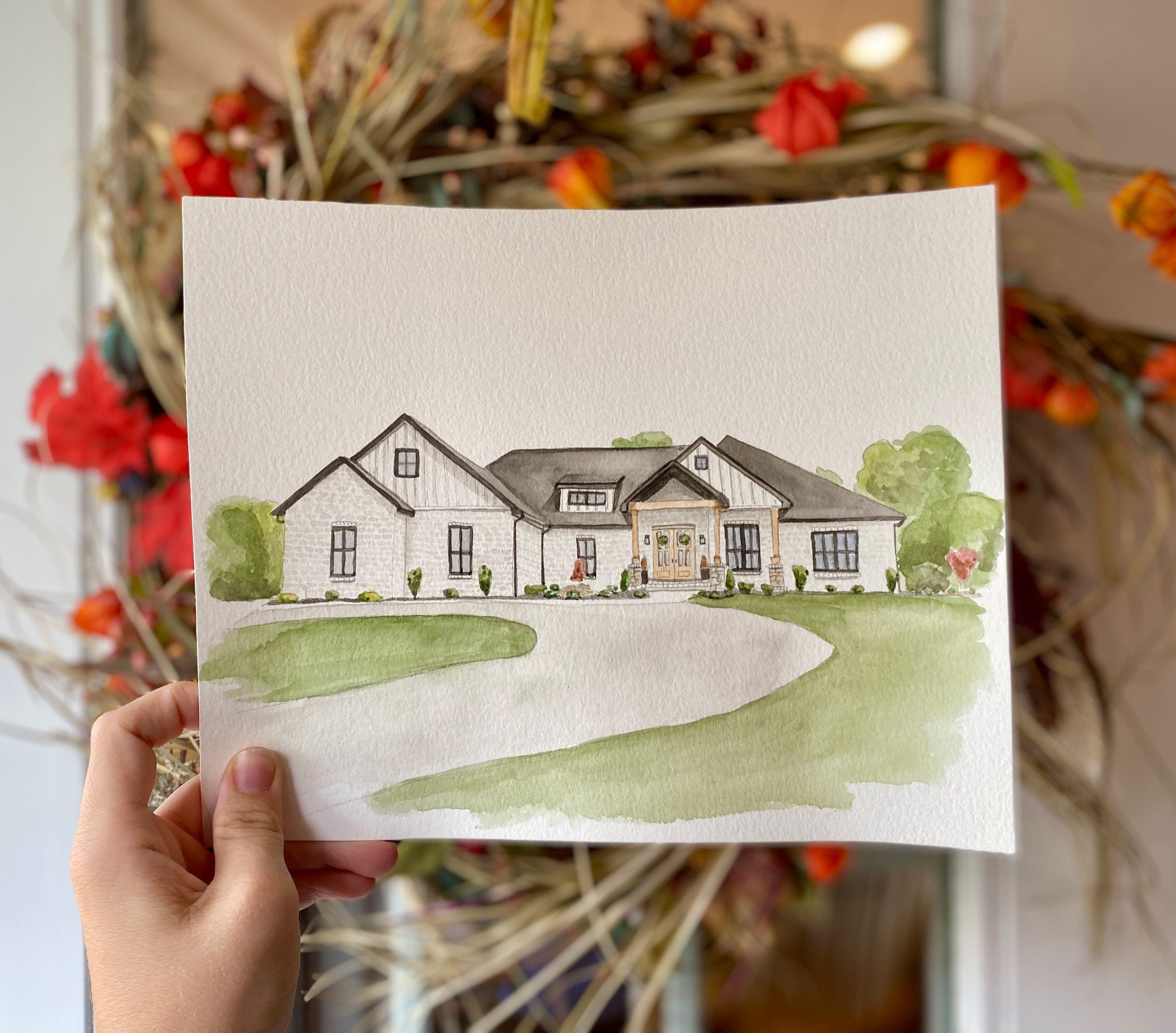 Custom Watercolor House Portrait, Hand-painted Home Portrait ...