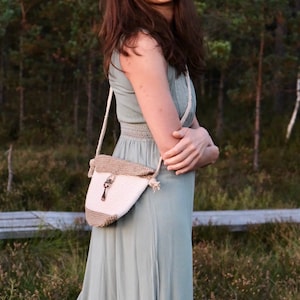 Sac à bandoulière en coton fait main, petit sac, sac bohème chic, sac bohème, sac d'été, sac en raphia, sac d'hiver, sac d'automne, cristaux de guérison, pochette, pochette