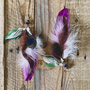 Longues boucles d&#39;oreilles plumes,Boucles d&#39;oreilles de mariage,Bijoux de festival,Boucles d&#39;oreilles bohèmes,Bijoux de festival bohèmes,Boucles d&#39;oreilles plumes,Bijoux plumes,Plume naturelle