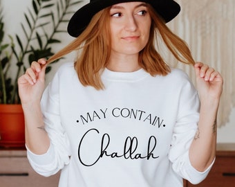 May Contain Challah Preppy Jewish Sweatshirt