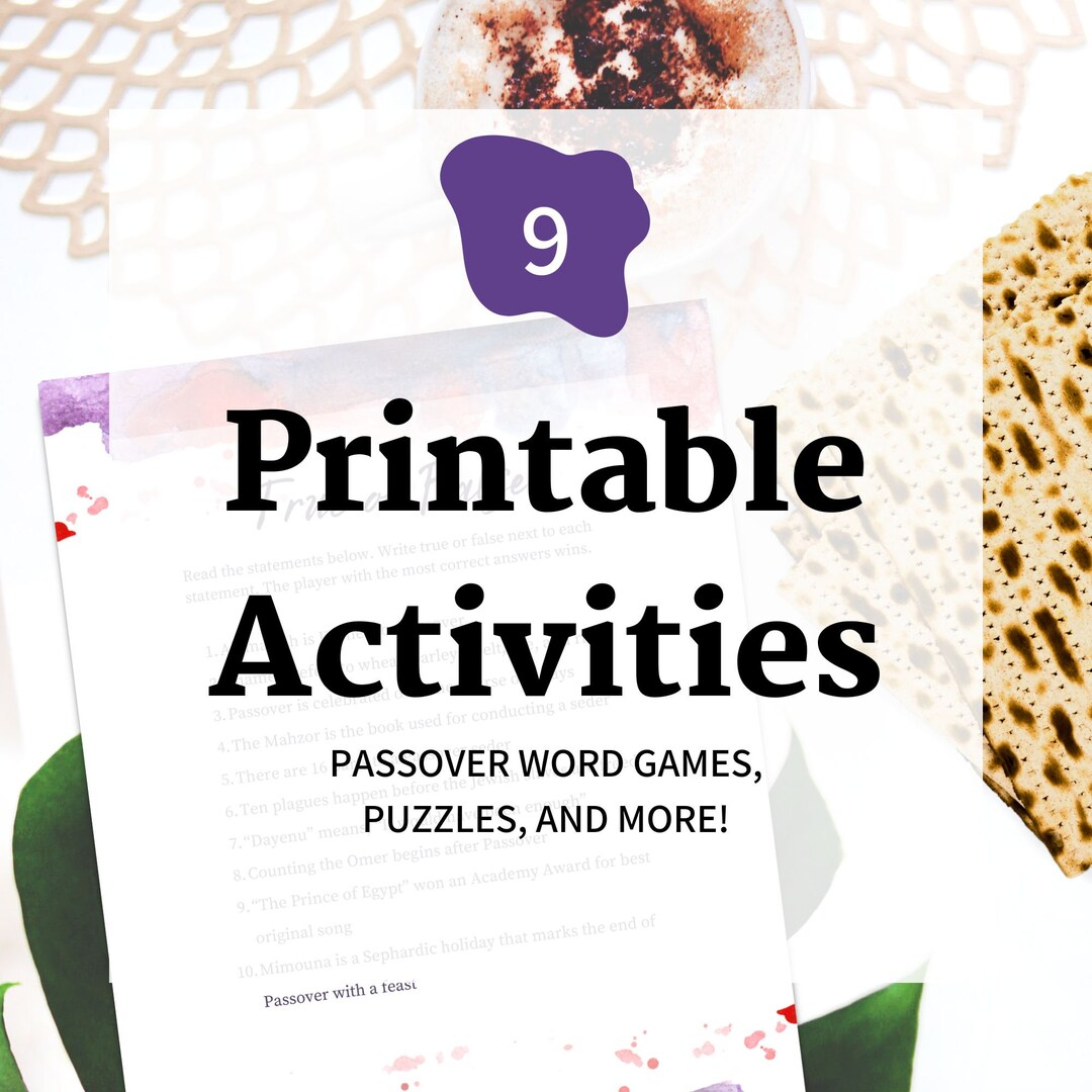 Kids Passover Activities Printable Games Hebrew School - Etsy