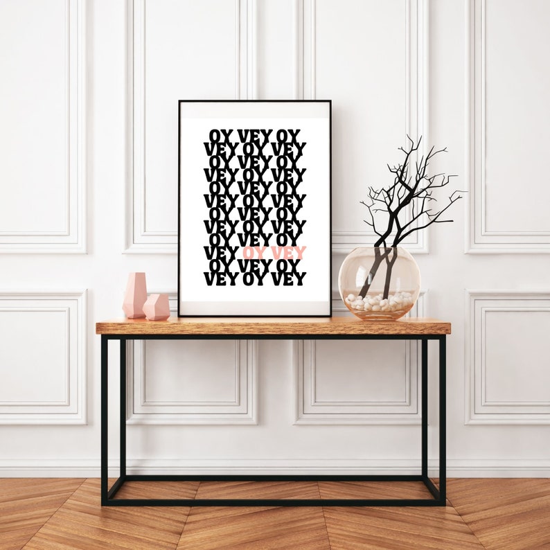 Oy Vey Modern Judaica Wall Art Jewish Printable Jewish Wall Etsy