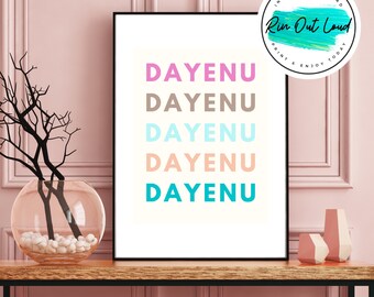 Multicolor Dayenu Printable Passover Art, Fun Jewish Art for Kids