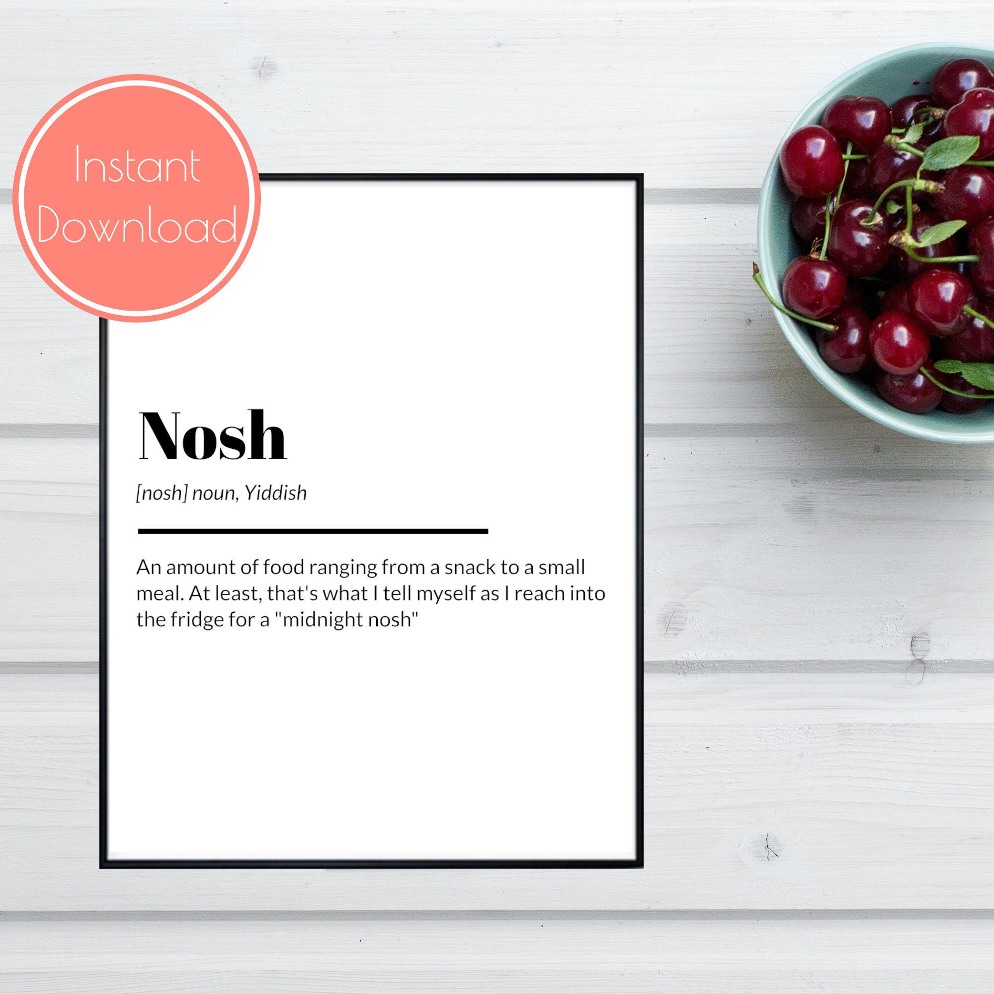 Nosh Definition Print Jewish Home Decor Judaica Wall Decor | Etsy