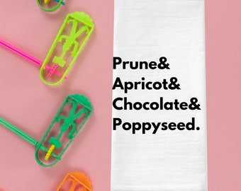 Hamantashen Flavors Purim Tea Towel, Great Addition to Mishloach Manot