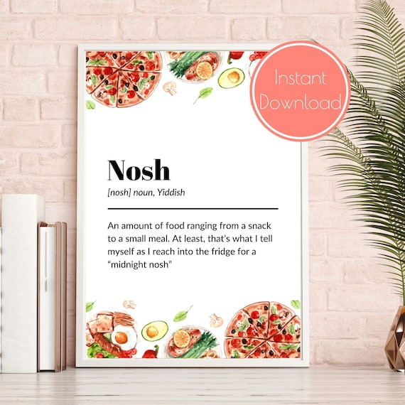Watercolor Nosh Definition Print Jewish Home Decor Judaica Etsy