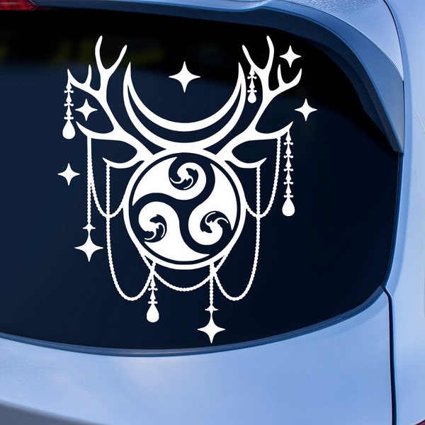 Horned God Sticker | Pagan Stickers For Cars | Witchy Energy | Witchcraft Gifts | Wicca Symbols | Triple Spiral | Car Vinyl Decals