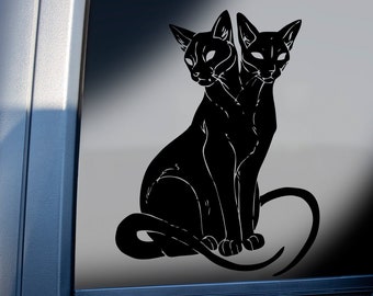 Two Headed Cat Sticker | Pagan Stickers For Cars | Black Cat | Witchcraft Gifts | Janus Cat | Past And Future | Witchy Stuff | Vinyl Decals