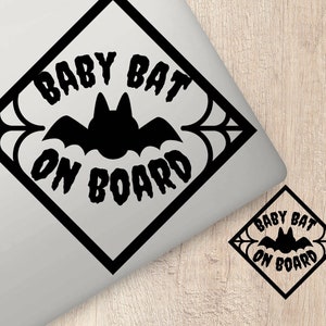 Baby Bat On Board Sticker | Goth Baby Stickers For Cars | Kids On Board | Child In Car | Witchy Stuff | Pagan Stickers | Waterproof