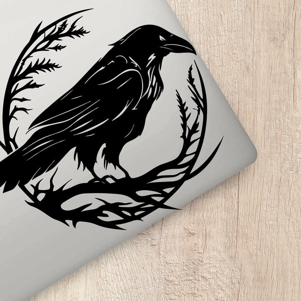 Crow Sticker | Gothic Stickers For Cars | Black Raven | Goth Lover Gifts | Quoth The Raven | Halloween Gifts | Pagan Decals | Bird Car Decal