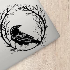 Crow Sticker | Gothic Stickers For Cars | Black Raven | Goth Lover Gifts | Quoth The Raven | Halloween Gifts | Pagan Decals