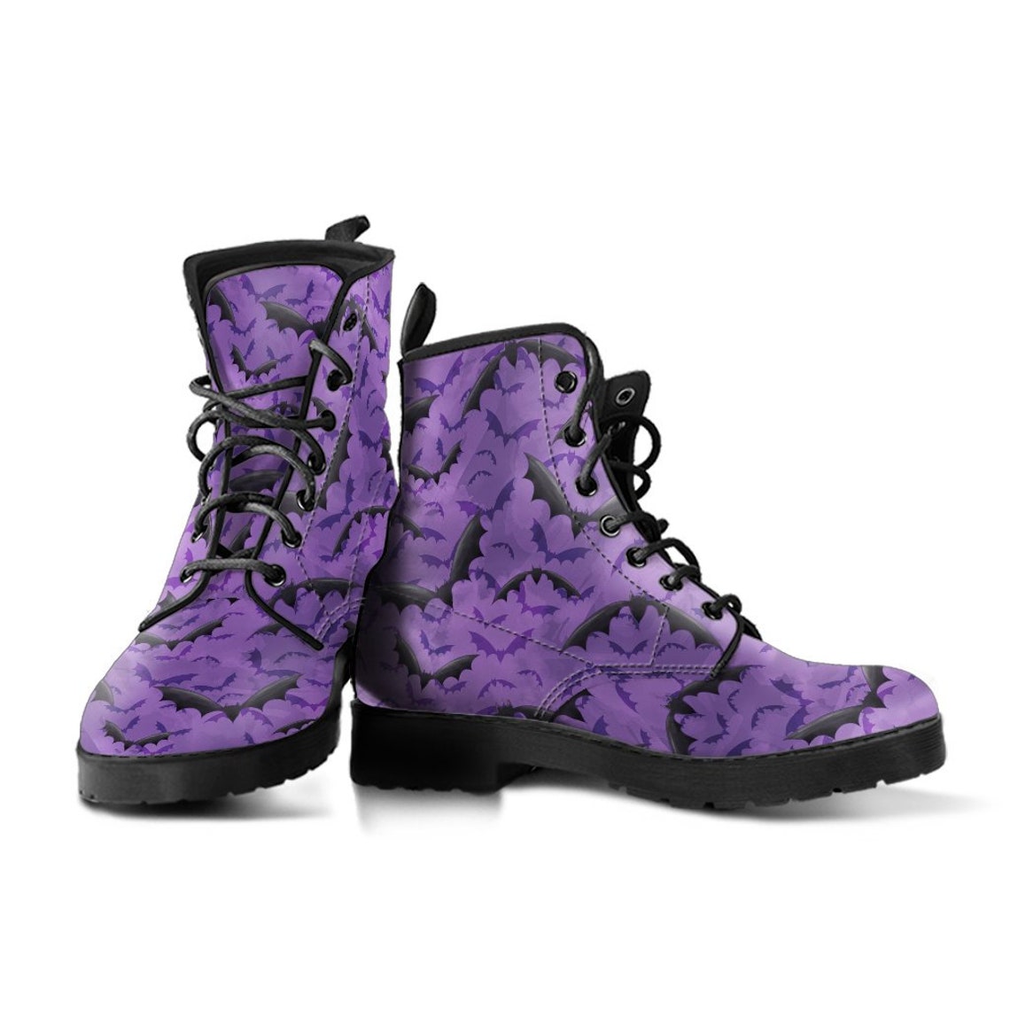 Purple Bat Boots Nightmare Bats Boots Gothic Faux Leather Etsy